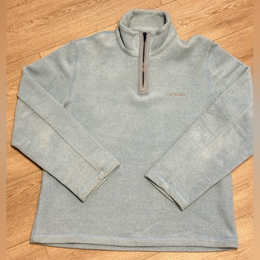 Vintage ICEJEANS BY ICEBERG Light Blue CozyFleece 1/4 Zipper Made in Italy sz.L - Picture 2 of 8